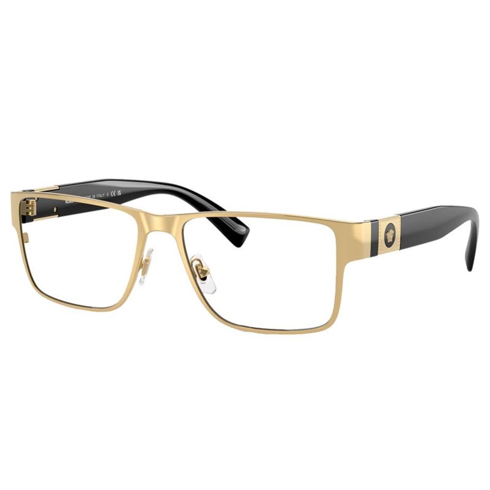 Versace VE 1274 1002 Gold/Black Metal Rectangle Eyeglasses 57mm